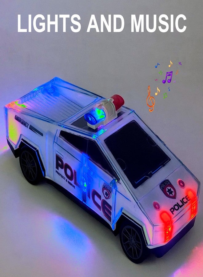 VGRASSP Push and Go Cyber Police Truck Toy for Kids with Flashing Lights and Music - Friction Patrol Car with Sound Effects - Color As Per Stock - Image 5